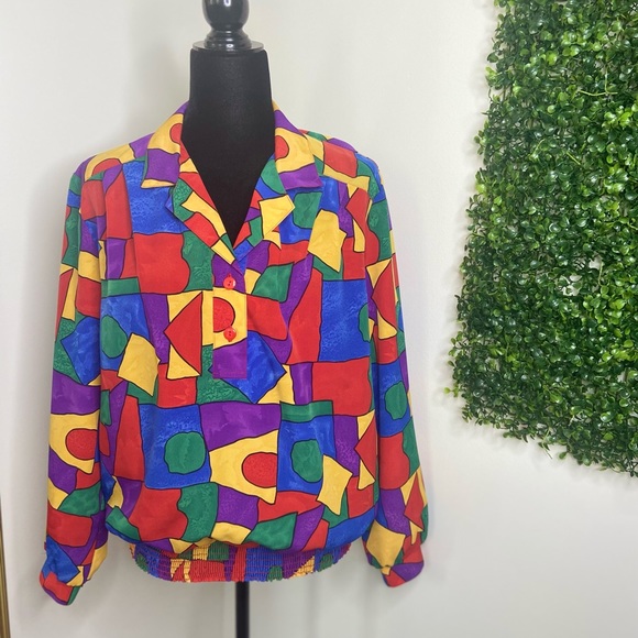 Funky 80s/90s Retro pullover blouse - Picture 2 of 3